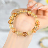 Natural Crystal Yellow Rutilated Quartz Yellow Tower Crystal Bracelet - Wealth & Healing